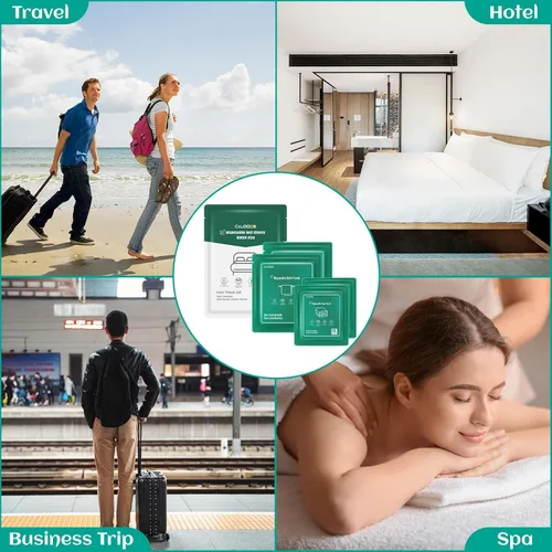 Miniatura 12 de Sábanas desechables para hotel, artículos esenciales de viaje con 2 toallas de baño desechables, 2 toallas faciales desechables y 4 piezas