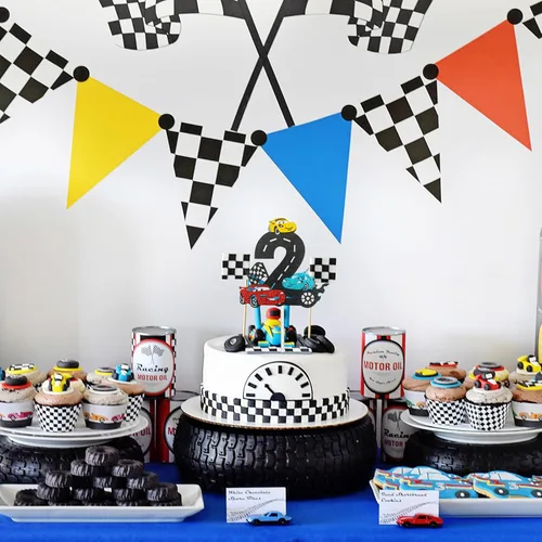 Miniatura 3 de MEMOVAN Decoración para Pastel de Auto de Carreras 2do Decoración para Pastel Two Fast Decoración para Pastel de Auto de Carreras Cumpleaños para 1