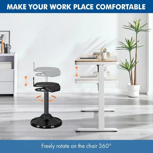 Miniatura 3 de Taburete de escritorio de pie – Silla ergonómica giratoria de 360° con altura ajustable (19.6–29.8 pulgadas) para sentarse o inclinarse cómodamente