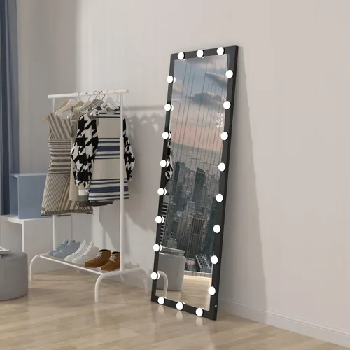 Miniatura 8 de ANYHI Espejo de cuerpo entero con luces, 62.6 x 23.3 pulgadas, espejo LED de cuerpo entero de pie con 22 bombillas regulables, espejo de piso
