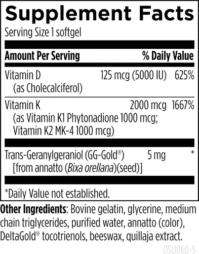 Miniatura 5 de Designs for Health D-Evail Supreme - Suplemento de vitamina D3 de 5,000 UI con VIT K (K1, K2 como MK-4) + GG - hueso, cardiovascular + apoyo