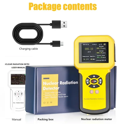 Miniatura 8 de HOLDPEAK - Contador Geiger, detector de radiación nuclear recargable con pantalla LCD, detección beta, gamma y rayos X, 5 unidades de medición