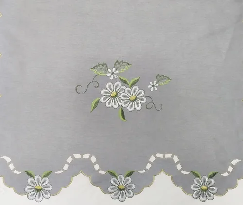 Miniatura 4 de Gohd Cutwork Floral. Juego de cortinas de cocina. Juego de cenefa y flecos. Lindo bordado en tela de seda sintética con calados. (Gris)