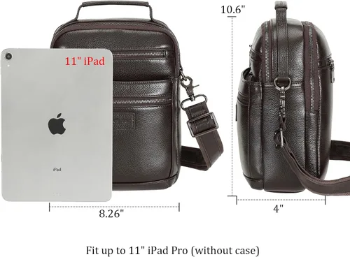 Miniatura 3 de Polare - Bolso de mensajero de cuero italiano de grano completo, estilo vintage, bolso cruzado al hombro, estilo casual, bolso de negocios
