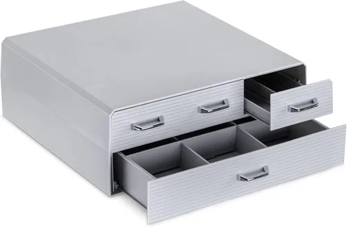 Navaris Organizador para cápsulas de café con 4 cajones - Compatible con Nespresso, CBTL, K-Cups, Verismo - Caja contenedora organizadora de Gris