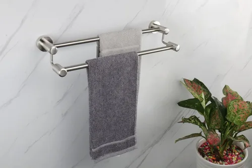 Miniatura 7 de TocTen Barra Doble para Toallas de Baño - Toallero de Acero Inoxidable SUS304 Reforzado para Baño, Accesorios de Baño Barra Doble para Toallas