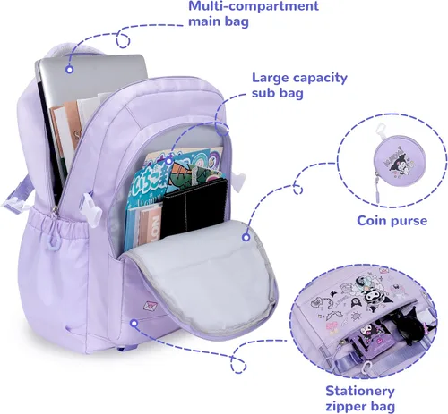 Miniatura 4 de Roffatide Mochila de anime con bonitos pasadores, mochila antirrobo para portátil, mochila de viaje, senderismo, mochila para nuevos regalos