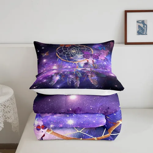 Miniatura 5 de Juego de edredón de atrapasueños para adultos, universo soñador de galaxia estrellada, decoración de ropa de cama de microfibra ligera, edredón