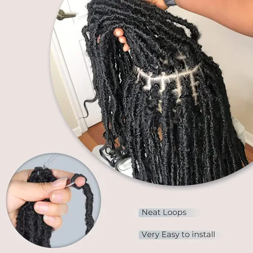 Miniatura 4 de Niseyo Wild Locs - Rastas sintéticas desgastadas de 14 pulgadas con extremos rizados, 8 paquetes de cabello largo y suave con bucles preformados