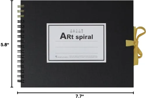 Miniatura 9 de Maruman S310-05 F0 Art - Cuaderno de bocetos en espiral, papel de dibujo grueso, negro, 24 hojas