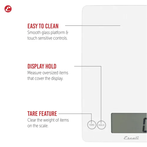 Miniatura 2 de Escali Arti Glass Food Scale Digital Countertop Kitchen, Baking and Cooking Scale with Nutrition and Calorie Counter, 15-Pound Capacity, 9" x 6.5" x