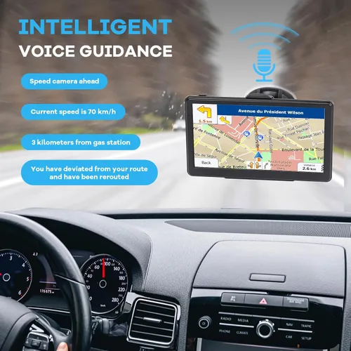 Miniatura 2 de Navegador GPS para automóvil, camión, RV, sistema de navegación GPS con pantalla táctil de 7 pulgadas, mapa 2026 con guía de voz, alerta