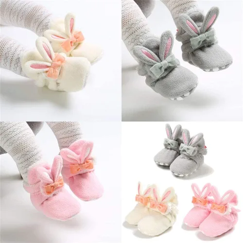 Miniatura 2 de TIMATEGO - Pantuflas tipo botines de felpa con suela antideslizante para recién nacidos, bebés, niños y niñas