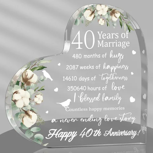 Miniatura 13 de Regalo de boda para ella años de matrimonio, regalo de feliz aniversario para mujer, corazón acrílico, recuerdo de matrimonio para esposa, marido