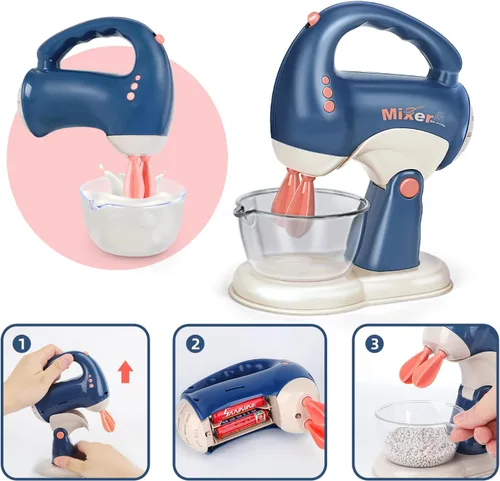 Miniatura 5 de Yalujumb Accesorios de cocina de juguete, aparatos de cocina de juguete con cafetera, licuadora, mezcladora, tostadora con luces y sonidos