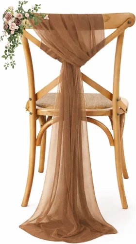 Miniatura 32 de VDS Paquete de 25, Rojo Manzana, Lazos de Gasa para Sillas con Bordado de Chiffon, Funda para Silla con Moño en la Parte Posterior, Ideal