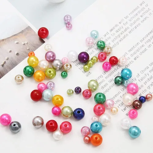 Miniatura 4 de Cuentas de perlas de 5600 cuentas de satén de plástico de perlas de colores con agujeros para pulseras y fabricación de joyas de 4,5,6,8 in (color)
