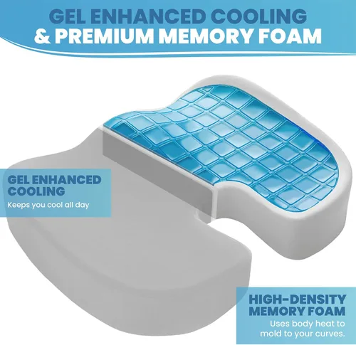 Miniatura 2 de Philosophy Gym Cojín de asiento de espuma viscoelástica, almohadilla de gel mejorada para silla de oficina, cómoda almohada ergonómica para silla