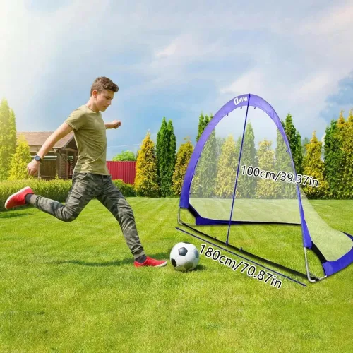 Miniatura 4 de Onini Mejore los porteros de fútbol desplegables de 6 pies, color azul, red de fútbol plegable portátil para entrenamiento con objetivo y bolsa