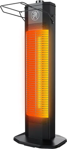 Calentador Eléctrico de Patio para Exteriores, Calentador de Torre por Infrarrojos de 27 Pulgadas con Calentamiento Instantáneo de 1200W, Resistente