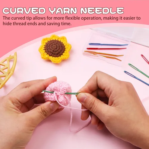 Miniatura 4 de UOOU Aguja de Hilo, Aguja de Zurcido de Tapiz para Hilo, Agujas de Crochet de Ojo Grande con Caja de Almacenamiento para Tejer, Ganchillo