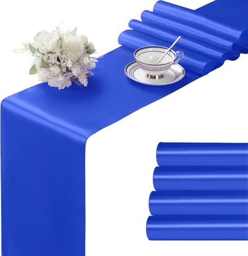 Miniatura 41 de Manyshofu 24 Piezas Caminos de Mesa de Satén Plateado – Tamaño Largo de 12 x 108 Pulgadas, Decoración de Camino de Mesa para Fiestas Brillante