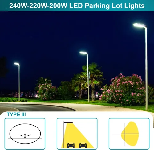 Miniatura 6 de HiBay Luces de estacionamiento del anochecer al amanecer 240W-220W-200W, 38400LM brillante 500-800W HPS Eqv, luz diurna LED de calle, iluminación