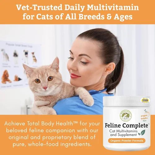 Miniatura 2 de Wholistic Pet Organics Feline Complete Organic Pumpkin - 4 onzas - Multivitamínico y probiótico en polvo para gatos - Alimento natural para gatos