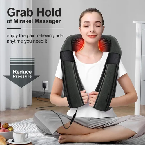 Miniatura 5 de Mirakel - Almohada masajeadora Shiatsu para cuello y espalda con calor - Alivio del dolor de tejido profundo en cuello, espalda y hombros - Diseño