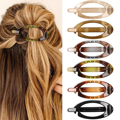 Miniatura 19 de Pinzas de pelo planas French Concord - 6 piezas, pinzas de pelo curvas sin deslizamiento, pinzas de agarre para volumen, pinzas de pelo para mujeres