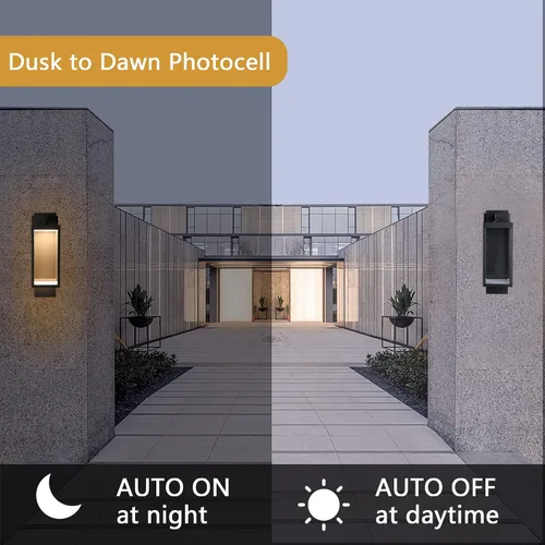 Miniatura 2 de Lámparas modernas para exteriores del atardecer al amanecer, aplique de pared exterior de 15 pulgadas, luz de porche, lámpara de pared negra