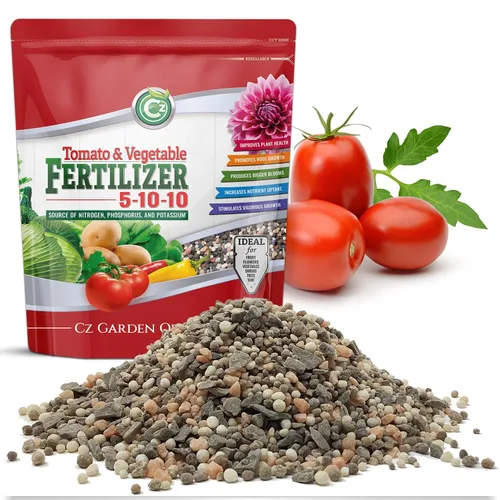 5-10-10 Fertilizante de tomate y vegetales, fabricado en Estados Unidos, NPK + alimento vegetal de micronutrientes para jardines de flores, promueve