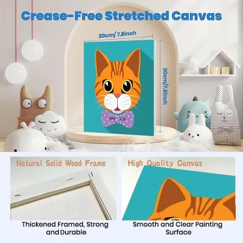 Miniatura 3 de Ammklfh Paquete de 4 pinturas enmarcadas para gatos por números, kit de pintura fácil por números para adultos principiantes Kdis, pintura acrílica