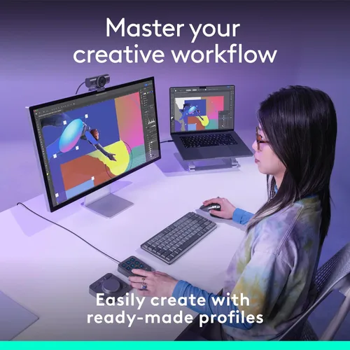 Miniatura 3 de Logitech MX Creative Console, 9 teclas LCD personalizables, accesorios Stream Deck, dial de control para diseño gráfico, Adobe, Zoom, Spotify