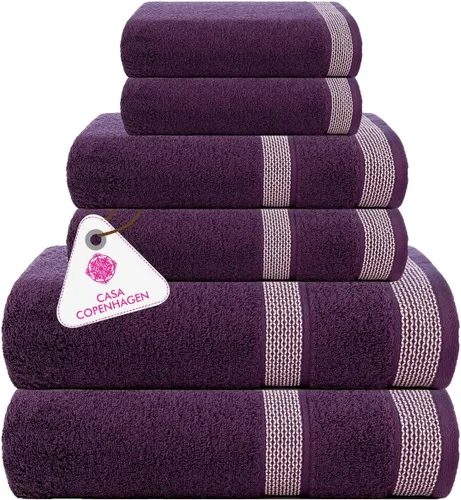 Miniatura 34 de CASA COPENHAGEN Solitaire Juego de 6 toallas - Negro, 600 GSM 2 toallas de baño 2 toallas de mano 2 toallitas, diseñadas en Dinamarca, hechas