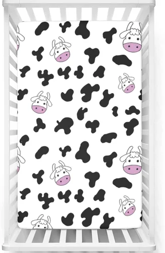 Sábanas bajeras ajustables con temática de vaca, sábanas portátiles para minicuna de material ultra suave, sábana para colchón de cuna o sábana para