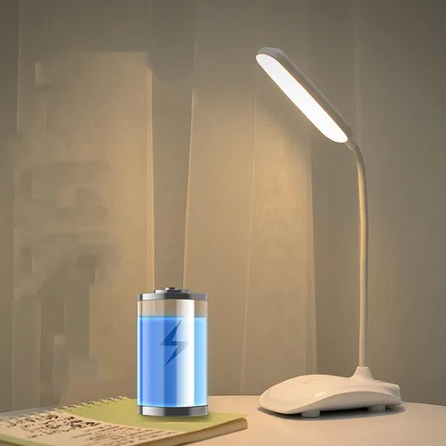 Miniatura 8 de Lámpara de escritorio LED con carga USB, lámpara de mesa para escuela, hecha de plástico (blanco)