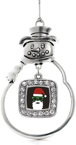 Miniatura 207 de Inspired Silver - Adorno de rodillo de reina - Adorno cuadrado de plata con muñeco de nieve con joyas de circonita cúbica