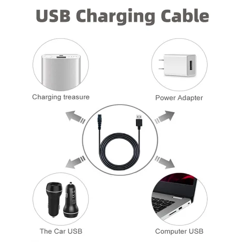 Miniatura 4 de Qjin Cable de carga USB-A para Philips Norelco 2400, 3600 y MG5910 MG7910 MG7975 MG9510 MG9522 MG9575 - OneBlade QP1424 QP2724 QP2834 QP4530 QP4530