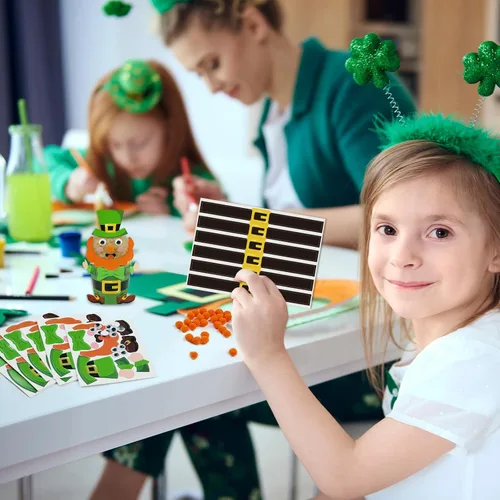 Miniatura 6 de Cinrobiye Juego de 24 kits de manualidades del día de San Patricio, kit de fabricación de macetas de duende para hacer macetas decorativas de duende