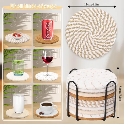 Miniatura 3 de Billbotk Juego de 10 posavasos bohemios para bebidas, juego de posavasos absorbentes para decoración del hogar, decoraciones de otoño para el hogar