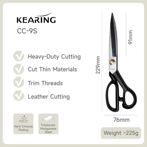 Miniatura 2 de KEARING Tijeras de 22,8 cm de sastre resistentes para tela, profesionales, aptas para cortar con precisión cuero, denim y telas de múltiples capas