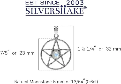 Miniatura 8 de Silvershake Colgante o colgante Wiccan de plata de ley 925 chapada en oro amarillo de 0.197 in con forma redonda de pentagrama de estrella