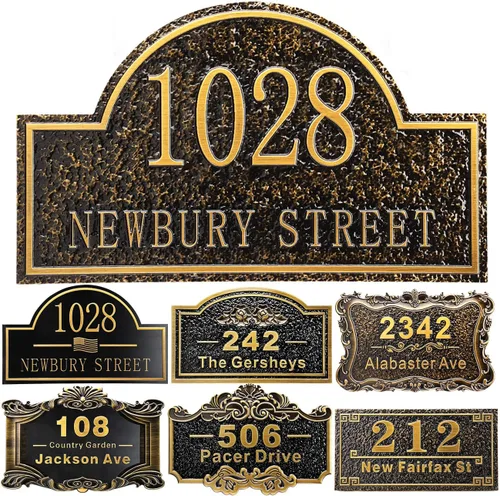 Miniatura 43 de Placa personalizada de dirección de casa de 12 pulgadas, números fundidos para exteriores, placa de señal de dirección personalizada con nombre