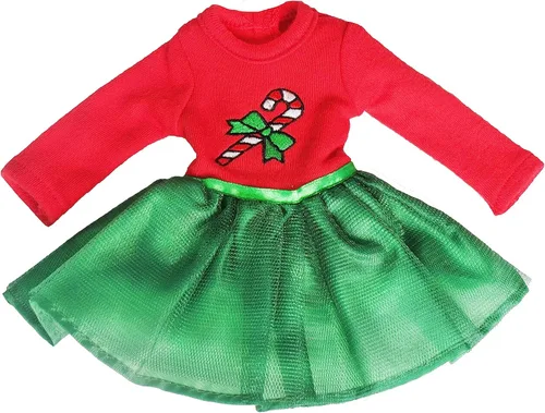 Miniatura 5 de American Fashion World Set de Vestido Tutu de Cane de Caramelo para Muñecas de 14 Pulgadas Incluye Leggings Calidad Premium y Diseño Moderno