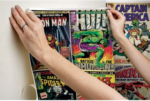 Miniatura 3 de RoomMates RMK11410M Marvel Comic Cover - Mural de papel tapiz para despegar y pegar, 10.5 pies x 6 pies