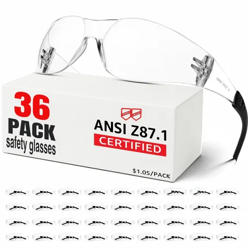 Miniatura 14 de Gafas de seguridad Z87 para hombres y mujeres, paquete de 12 gafas de seguridad con lente resistente a los arañazos y a los impactos, gafas