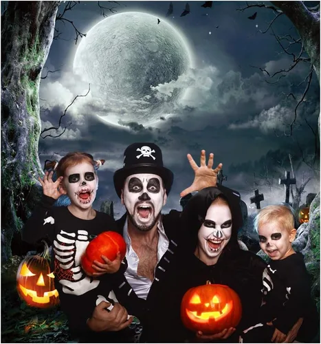 Miniatura 5 de Fondo de Halloween para fotografía, fondo de terror, telón de fondo de calabaza aterradora y luna para decoración de fiestas, accesorios de estudio
