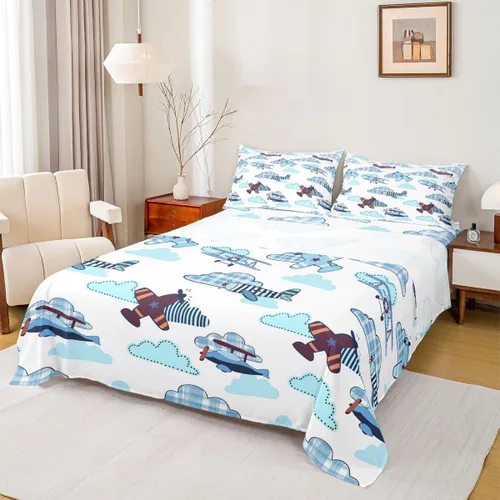 Miniatura 12 de Erosebridal Juego de sábanas de automóvil de dibujos animados para niños, juego de ropa de cama de camiones, tamaño individual, sábana bajera