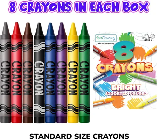 Miniatura 4 de ArtCreativity Paquetes de crayones a granel, 24 juegos de 8 paquetes de crayones (192 unidades), crayones de aula para estudiantes, recuerdos